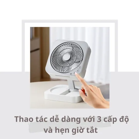 Quạt Tích Điện Gấp Gọn Oidire ODI-MF12 - Có Điều Khiển Từ Xa, Dung Lượng Pin 4000mAh, Thời Gian Sử Dụng 8 Giờ, Tiện Dụng Đi Dã Ngoại