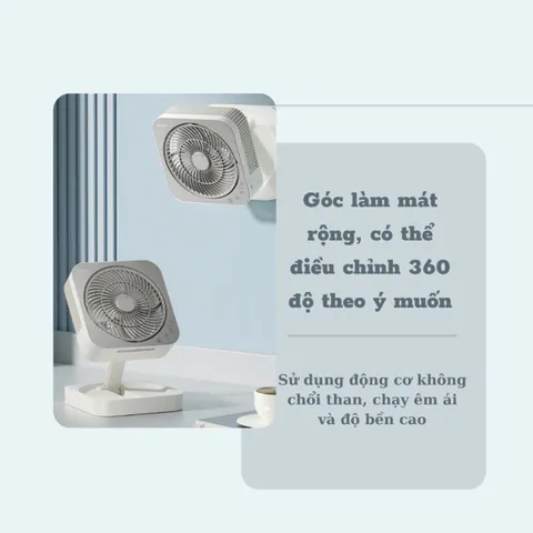 Quạt Tích Điện Gấp Gọn Oidire ODI-MF12 - Có Điều Khiển Từ Xa, Dung Lượng Pin 4000mAh, Thời Gian Sử Dụng 8 Giờ, Tiện Dụng Đi Dã Ngoại