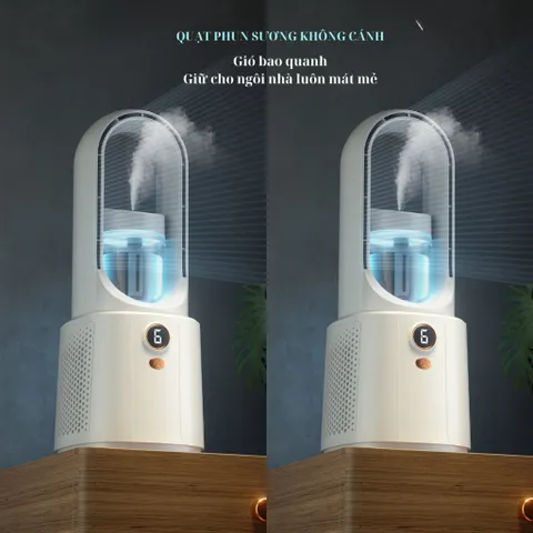Quạt Tích Điện Phun Sương Không Cánh Melody MLD19 - Thiết Kế Sang Trọng, Đa Chức Năng, An Toàn Cho Trẻ Nhỏ và Thú Cưng