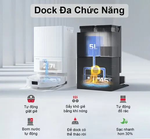 Robot Hút Bụi Lau Nhà Thông Minh Roborock Q Revo - Sạc Đa Năng 6in1, Lực Hút 5500Pa, Dọn Dẹp Thông Minh, Kết Nối Ứng Dụng