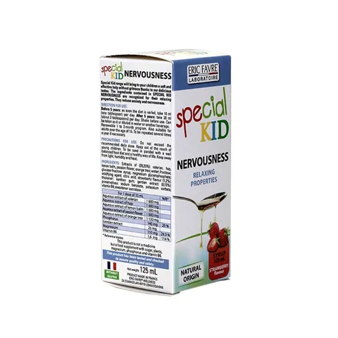 Siro Special Kid Nervosit&eacute; 125ml - Hỗ trợ giảm căng thẳng và lo âu cho trẻ, an thần tự nhiên, hương vị thơm ngon dễ uống