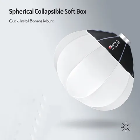 Softbox cầu Triopo 65cm KS65 ngàm Bowen - Thiết bị chiếu sáng chuyên nghiệp, gấp gọn, che phủ ánh sáng 360 độ, phù hợp với nhiều loại đèn.