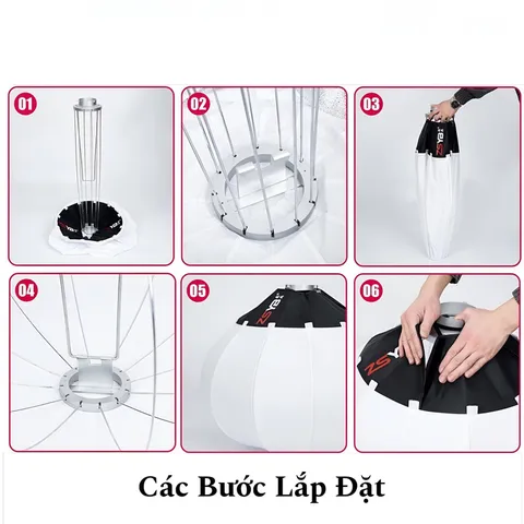 Softbox cầu ZSYB S65 - Phân tán ánh sáng tốt 65cm, Gấp gọn, Kim loại, Ngàm Bowen - Thiết bị chiếu sáng chuyên nghiệp