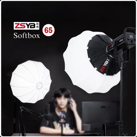 Softbox cầu ZSYB S65 - Phân tán ánh sáng tốt 65cm, Gấp gọn, Kim loại, Ngàm Bowen - Thiết bị chiếu sáng chuyên nghiệp