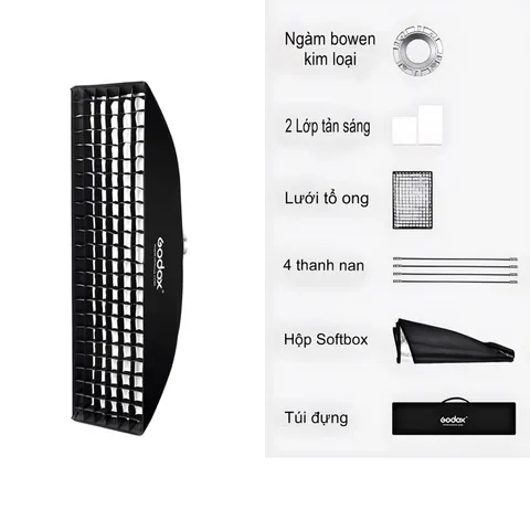 Softbox lồng tản ánh sáng chữ nhật Godox 30x120cm - Thiết bị chiếu sáng chất lượng cho Studio và chụp ngoại cảnh