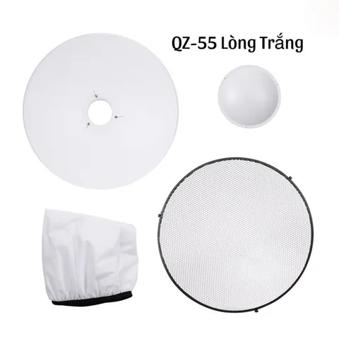 Tản sáng Beauty Dish QZ-55 Silver/White - Thiết bị ánh sáng đa chiều cho chụp ảnh chân dung và studio chất lượng cao