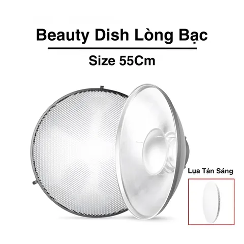 Tản sáng Beauty Dish QZ-55 Silver/White - Thiết bị ánh sáng đa chiều cho chụp ảnh chân dung và studio chất lượng cao
