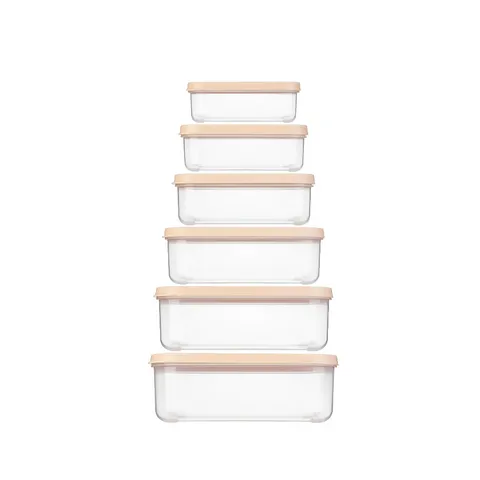 Bộ 6 Hộp Nhựa Đựng Thực Phẩm Inochi Hokkaido Chịu Nhiệt - Dung Tích Từ 500ml Đến 2500ml - Bảo Quản Thực Phẩm An Toàn
