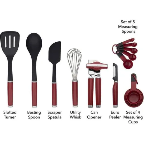 Bộ Dụng Cụ Nhà Bếp 15 Món KitchenAid Màu Đỏ - Bộ Đồ Nấu Ăn Cao Cấp, Siêu Bền, Dễ Sử Dụng, Thích Hợp Cho Mọi Nhu Cầu Nội Trợ