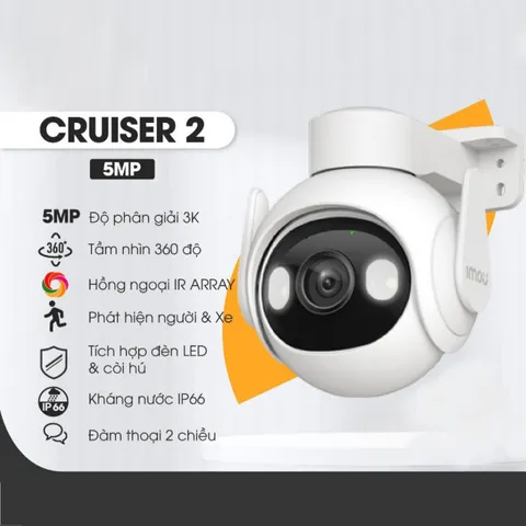 Camera Wifi Ngoài Trời Imou Cruiser2 IPC-GS7EP-5M0WE - Độ Phân Giải 5MP, Tầm Nhìn Ban Đêm 30m, Quay Quét Thông Minh, Phát Hiện AI