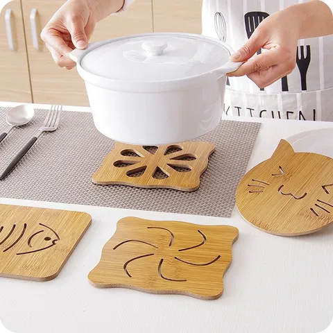 Combo 6 Miếng Lót Xoong Nồi Gỗ 14.5cm x 14.5cm - Bảo Vệ Bàn, Thiết Kế Thân Thiện Môi Trường cho Gian Bếp Thêm Sang Trọng