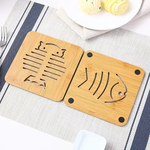 Combo 6 Miếng Lót Xoong Nồi Gỗ 14.5cm x 14.5cm - Bảo Vệ Bàn, Thiết Kế Thân Thiện Môi Trường cho Gian Bếp Thêm Sang Trọng