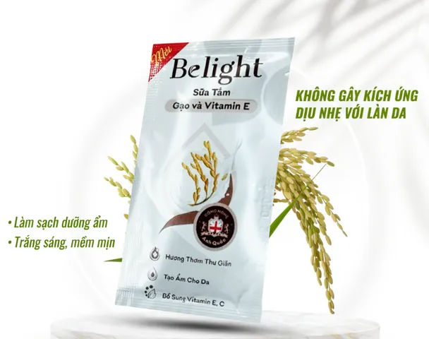 Dây Sữa Tắm Belight Gạo & Vitamin E - Dưỡng Ẩm, Làm Sáng Da, Hương Thơm Dịu Nhẹ, Chiết Xuất Thiên Nhiên, Dành Cho Mọi Loại Da