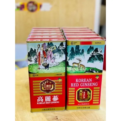 Hồng Sâm Khô Nguyên Củ 6 Năm Tuổi Hộp Thiếc Red Korean Ginseng - Thúc Đẩy Sức Khỏe, Cải Thiện Giấc Ngủ, Thơm Ngon Dễ Dùng