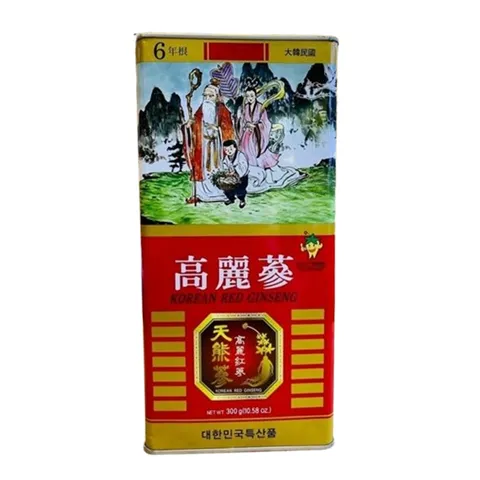 Hồng Sâm Khô Nguyên Củ 6 Năm Tuổi Hộp Thiếc Red Korean Ginseng - Thúc Đẩy Sức Khỏe, Cải Thiện Giấc Ngủ, Thơm Ngon Dễ Dùng