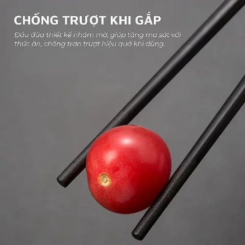 Hộp 10 Đôi Đũa Sợi Thủy Tinh Bọc Logo Bạc - Đũa Chống Trơn, Không Mùi, Chịu Nhiệt 220 Độ C, Dụng Cụ Nhà Bếp Cao Cấp