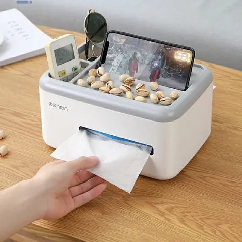 Hộp đựng khăn giấy để bàn OENON HG318 - Thiết kế hiện đại, nhựa ABS, 2 ngăn lớn và 2 ngăn nhỏ, tiện lợi cho gia đình và văn phòng