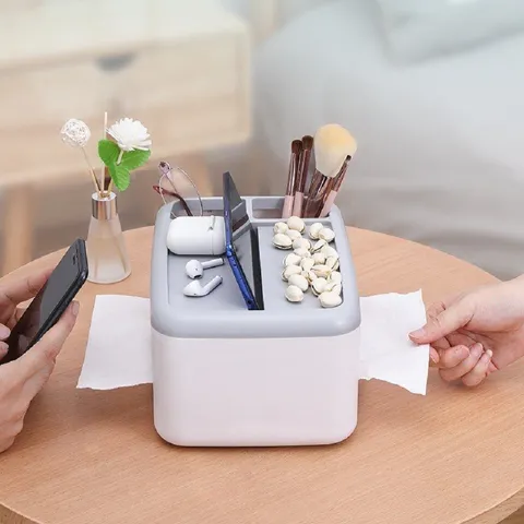 Hộp đựng khăn giấy để bàn OENON HG318 - Thiết kế hiện đại, nhựa ABS, 2 ngăn lớn và 2 ngăn nhỏ, tiện lợi cho gia đình và văn phòng