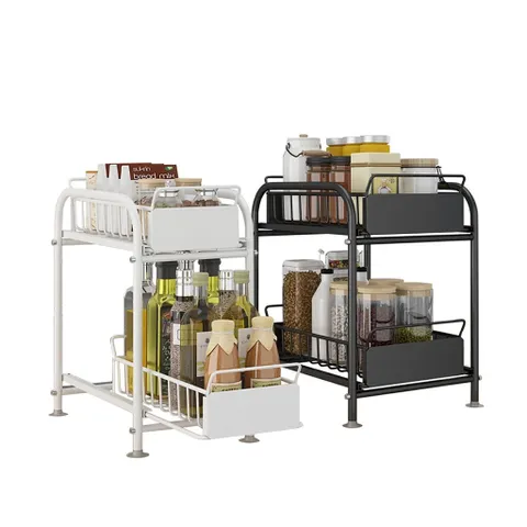 Kệ Ngăn Kéo Trượt 2 Tầng Đa Năng Để Bàn Nhà Bếp Nhật Bản - Thiết Kế Hiện Đại Cho Không Gian Gọn Gàng, Chịu Lực Tốt