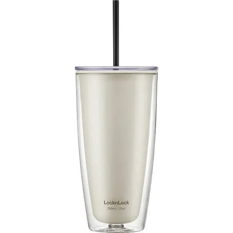 Ly nhựa 2 lớp Lock&Lock kèm ống hút HAP507 750ml - Chống nhiệt, thiết kế tiện dụng, lý tưởng cho nước lạnh và nước đá