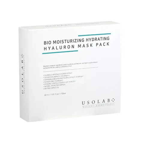 Mặt Nạ Usolab Bio Cấp Nước & Dưỡng Ẩm Hyaluron - Hộp 10 Miếng Cho Da Tươi Trẻ, Căng Bóng, Phục Hồi Nếp Nhăn