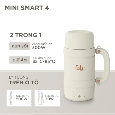Máy đun và hâm nước pha sữa Fatzbaby FB3623FD Mini Smart 4 nhỏ gọn, màn hình LED - Dung tích 600ml, tiện lợi cho mẹ sử dụng mọi lúc.