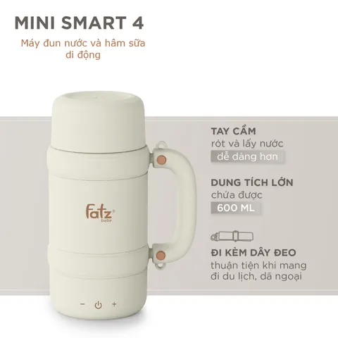 Máy đun và hâm nước pha sữa Fatzbaby FB3623FD Mini Smart 4 nhỏ gọn, màn hình LED - Dung tích 600ml, tiện lợi cho mẹ sử dụng mọi lúc.