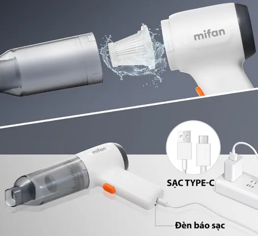 Máy Hút Bụi Cầm Tay Mini 3in1 Mifan CV103 - Lực Hút 8000Pa, Sạc Nhanh Type-C, Tiện Dụng Vệ Sinh Ô Tô, Nhà Cửa, Văn Phòng