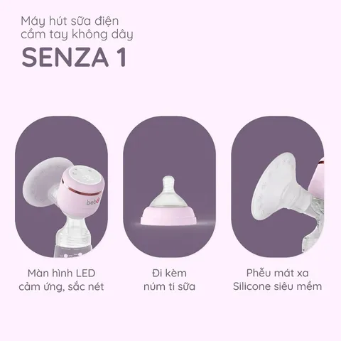 Máy Hút Sữa Cầm Tay Không Dây Senza 1 Beborn PBP01HB - Thiết Kế Gọn Nhẹ, Lực Hút Mạnh, Phễu Silicon Mềm Mại, Bảo Vệ Da