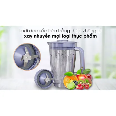Máy xay sinh tố Philips HR2221 700W - Dung tích 1.5L, Kiểu dáng hiện đại, Đa năng xay sinh tố, hạt, thịt - Phụ kiện tiện lợi, Bảo vệ động cơ