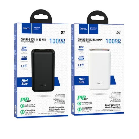 Pin sạc dự phòng Hoco Q1 10000mAh - Sạc nhanh Type-C & USB, màn hình LED, hỗ trợ 2 thiết bị, thiết kế nhỏ gọn, chất lượng tốt