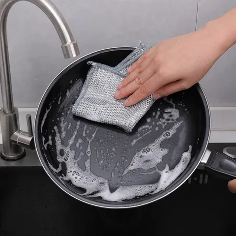 Set 10 Khăn Lau Bếp Dây Kim Loại Dạng Lưới - Dễ Dàng Vệ Sinh, Bền, Tiết Kiệm Không Gian, Khuyến Mãi Mua 2 Tặng 1