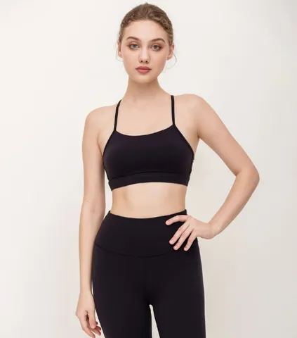 Set đồ tập gym Hibi Sports H144 - Áo bra có mút ngực + Quần lửng lưng cao, Chất liệu co giãn, Thể thao, Yoga, Gym, Đen, Đỏ