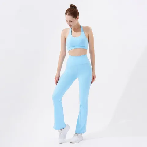 Set đồ tập gym yoga áo lưng ngang Hibi Sports H166 - Quần legging ống loe, chất thun co giãn, thoáng khí, dành cho yoga, gym, thể thao nữ.