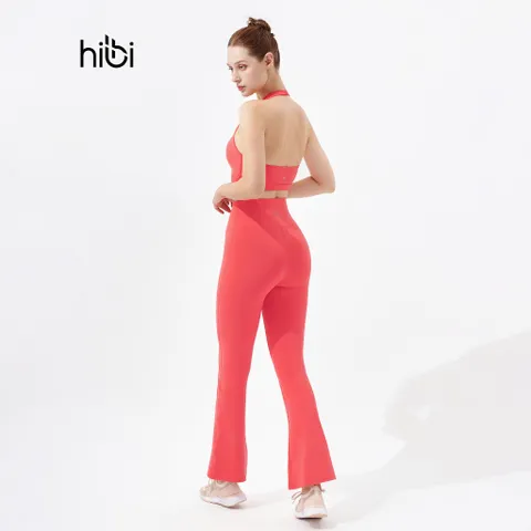 Set đồ tập gym yoga áo lưng ngang Hibi Sports H166 - Quần legging ống loe, chất thun co giãn, thoáng khí, dành cho yoga, gym, thể thao nữ.