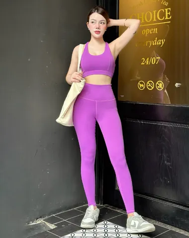 Set đồ tập gym yoga Hibi Sports H161 - Áo bra 4 dây đan nơ có mút + Quần legging cao cấp, thoải mái cho mọi hình thể thao