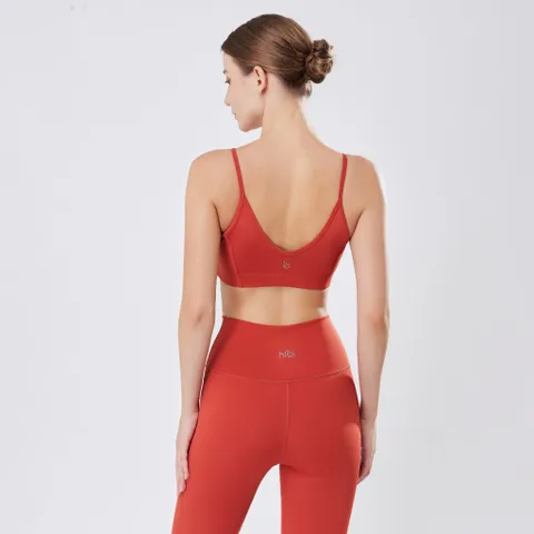 Set đồ tập gym yoga nữ Hibi Sports H162 - Áo 2 dây có mút ngực + Quần legging lưng cao, Thể thao, Yoga, Charm, Cam đất, Xanh coban