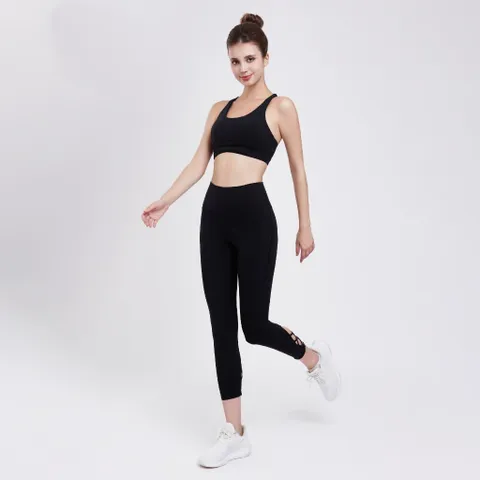 Set đồ tập gym yoga Hibi Sports H170 - Quần lửng đan dây lưng cao + Áo bra có mút ngực - Thoải mái, thời trang cho mọi hoạt động thể thao.