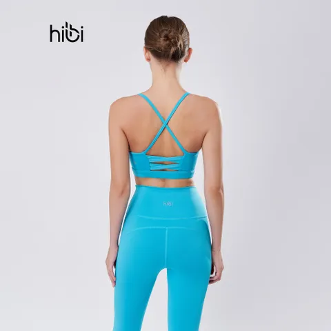 Set đồ tập gym yoga Hibi Sports H140 cao cấp - Áo 2 dây nơ lớn & quần legging lưng cao, chất liệu thun co dãn, ôm dáng, màu xanh aqua tươi mát