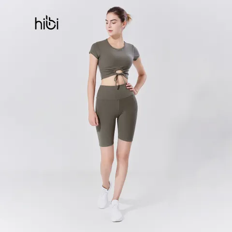 Set Đồ Tập Gym Yoga Hibi Sports H158 - Áo Croptop Khoét Tròn Cột Dây Có Mút Ngực, Quần Legging Cao Cấp Thoáng Mát