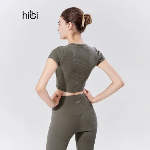 Set Đồ Tập Gym Yoga Hibi Sports H158 - Áo Croptop Khoét Tròn Cột Dây Có Mút Ngực, Quần Legging Cao Cấp Thoáng Mát