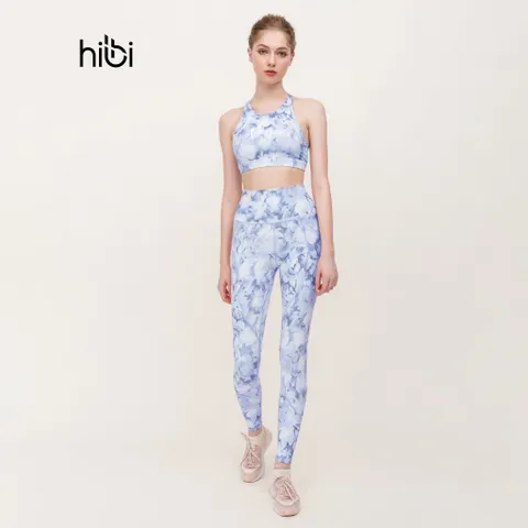 Set đồ tập yoga nữ Hibi Sports H110 - Áo bra cổ yếm 2 dây, quần lưng cao, chất liệu thun co giãn, thoải mái, tôn dáng hoàn hảo