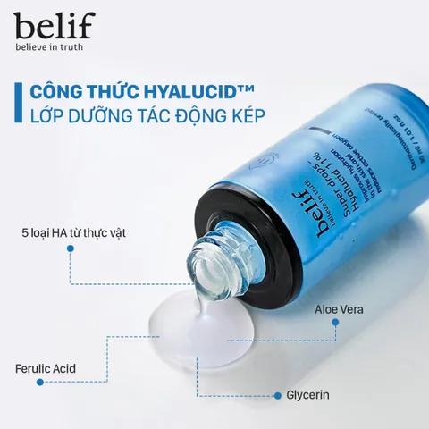 Tinh Chất Siêu Cấp Ẩm Belif Super Drops Hyalucid 11% – Serum Cấp Nước, Tăng Độ Đàn Hồi, Phù Hợp Mọi Loại Da