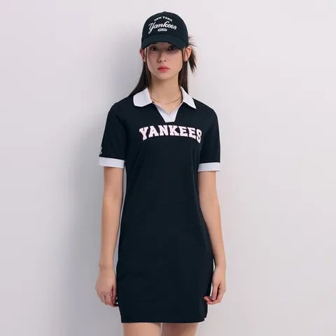 Váy Polo MLB New York Yankees Varsity Lettering Slim Fit - Thời Trang Năng Động, Đi Chơi, Du Lịch, Màu Đen 3FOPV0143-50BKS