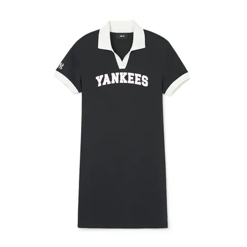 Váy Polo MLB New York Yankees Varsity Lettering Slim Fit - Thời Trang Năng Động, Đi Chơi, Du Lịch, Màu Đen 3FOPV0143-50BKS