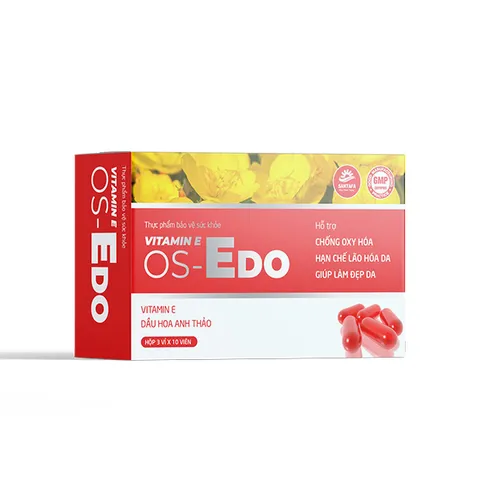 Viên uống bổ sung Vitamin E OS-EDO - Hỗ trợ làm đẹp da, cân bằng nội tiết và chống oxy hóa cho phụ nữ - Hộp 30 viên