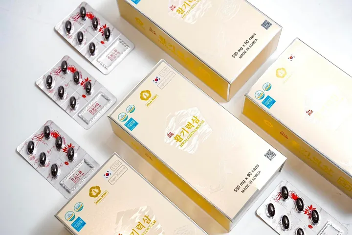 Viên uống thiên sâm trứng cá tầm Hwalgiryeoksam Hàn Quốc - Bổ sung sức khỏe, cải thiện sinh lực và trẻ hóa làn da, hộp 180 viên