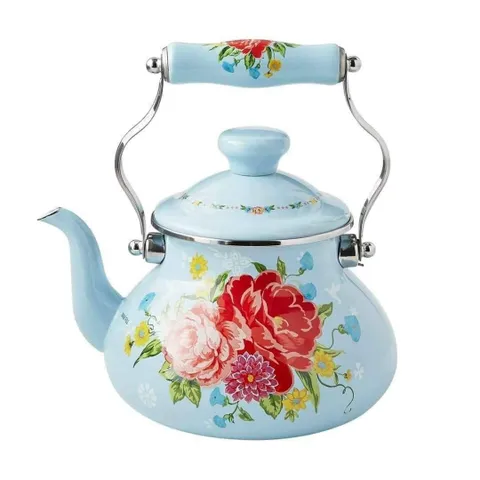 Ấm Đun Bếp Từ The Pioneer Woman 1,8L - Men Tráng Hoa Dễ Thương, Dung Tích Lớn, Nóng Nhanh, Phù Hợp Với Mọi Nhà Bếp