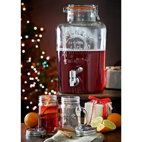 Bình đựng nước thủy tinh Kilner Original 8L - Thiết kế hiện đại cho nước trái cây, cocktail và tiệc tùng - Quà tặng lý tưởng cho gia đình