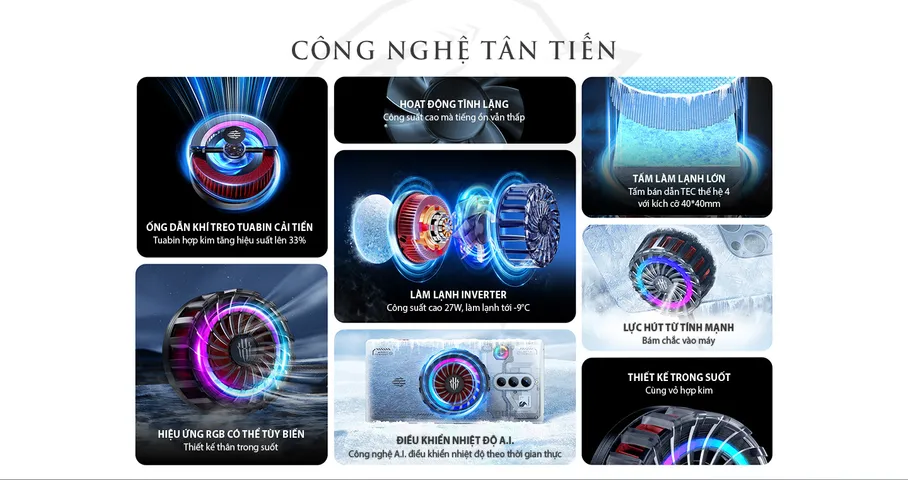 Bộ Tản Nhiệt Điện Thoại Nubia RedMagic 4 Pro 27W - Làm Mát Thông Minh, Kiểm Soát Tiếng Ồn, Công Nghệ REDMAGIC 4.0